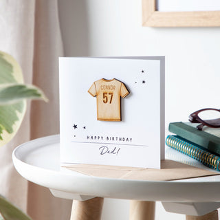 Simple Wooden Football Shirt Birthday Card