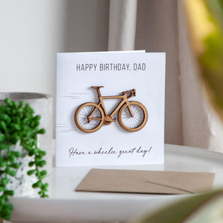 Simple Wooden Bicycle Birthday Card