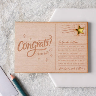 Personalised 'Congrats' Wooden Postcard