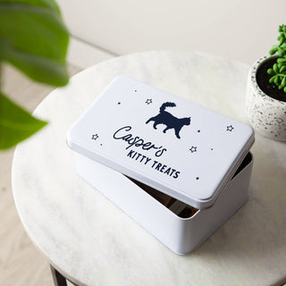 Personalised Cat Silhouette Treats Storage Tin