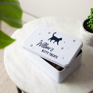 Personalised Cat Silhouette Treats Storage Tin