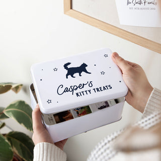 Personalised Cat Silhouette Treats Storage Tin