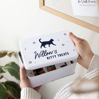 Personalised Cat Silhouette Treats Storage Tin