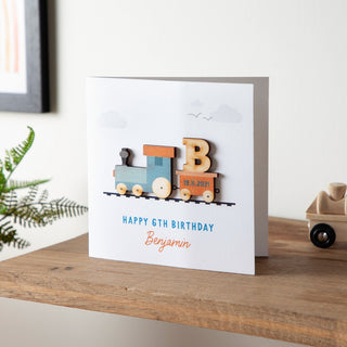 Wooden Train Birthday Card