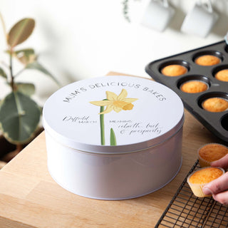 Birth Flower Personalised Cake Tin