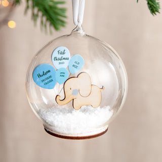 First Christmas Baby Details Elephant Bauble