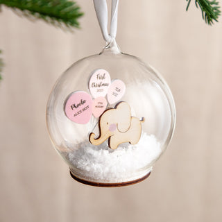 First Christmas Baby Details Elephant Bauble