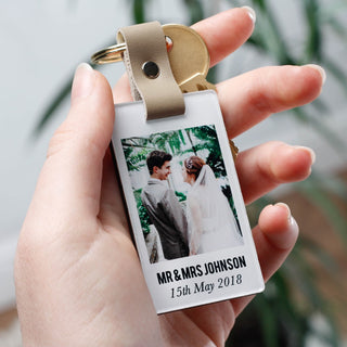 Neutrals' Leather Photo Memory Keyring