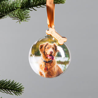 Dog Photo Bauble with Gold Bone Charm