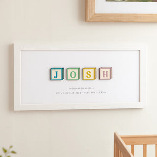 Wooden Building Blocks Personalised Baby Name Print