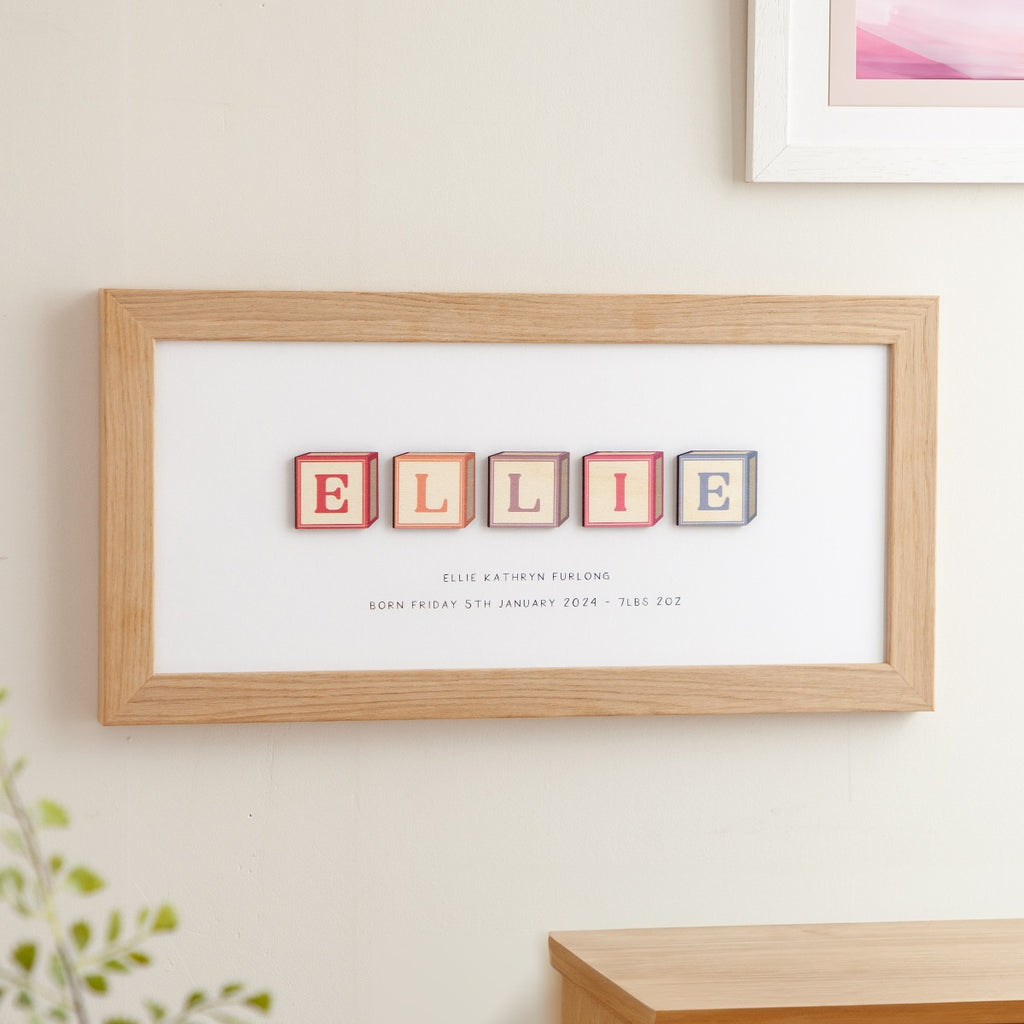Wooden Building Blocks Personalised Baby Name Print – No Ordinary Gift