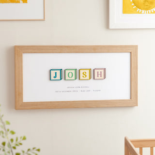 Wooden Building Blocks Personalised Baby Name Print