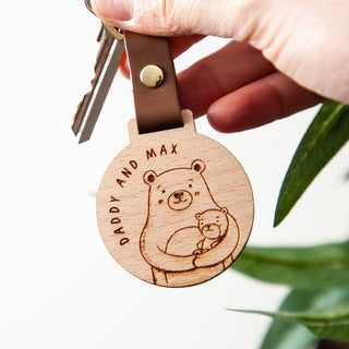 Daddy Bear Engraved Wooden Keyring