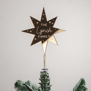 Personalised Metallic Mirror Star Tree Topper