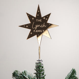 Personalised Metallic Mirror Star Tree Topper