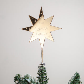 Personalised Metallic Mirror Star Tree Topper