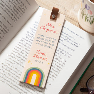 Rainbow Thank You Teacher Leather Bookmark