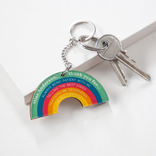 Rainbow Thank You Teacher Reasons Keyring