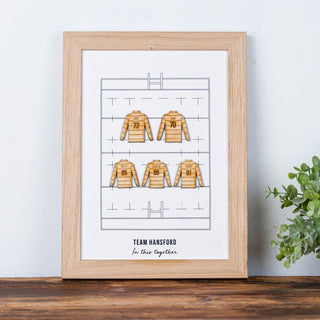 Personalised Family Rugby Squad Print