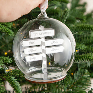 Metallic Mirror Personalised Family Sign Post Bauble