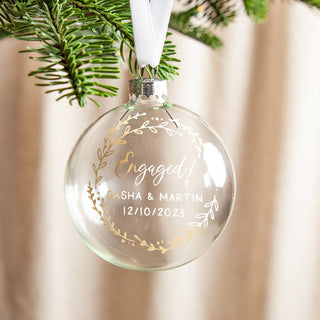 Couple's Foiled Wreath Engagement Bauble