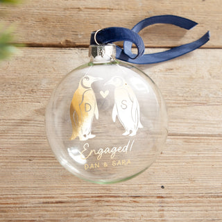 Couple's Personalised Foiled Penguin Bauble