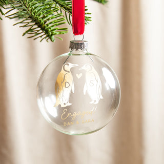 Couple's Personalised Foiled Penguin Bauble