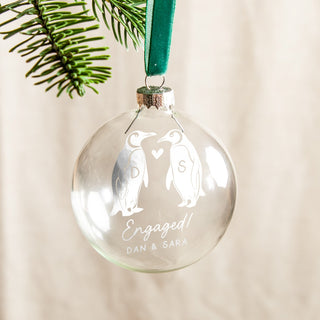 Couple's Personalised Foiled Penguin Bauble