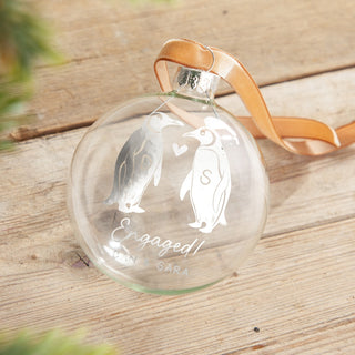 Couple's Personalised Foiled Penguin Bauble