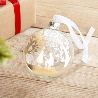 Couple's Foiled Engagement Silhouette Bauble