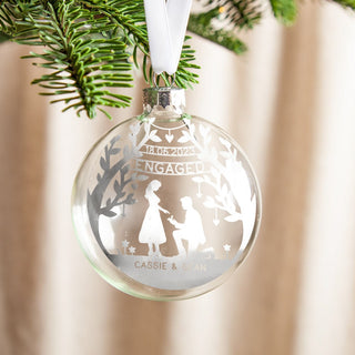 Couple's Foiled Engagement Silhouette Bauble