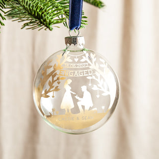 Couple's Foiled Engagement Silhouette Bauble