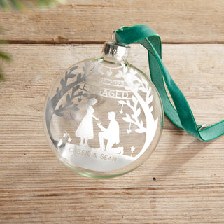 Couple's Foiled Engagement Silhouette Bauble