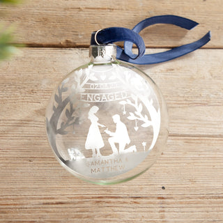 Couple's Foiled Engagement Silhouette Bauble