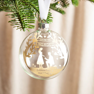 Couple's Foiled Engagement Silhouette Bauble