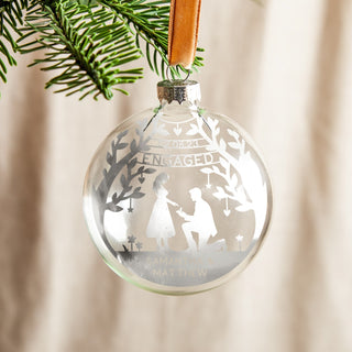 Couple's Foiled Engagement Silhouette Bauble