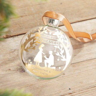 Couple's Foiled Engagement Silhouette Bauble