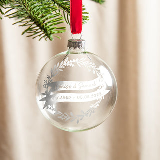 Couples Foiled Wreath and Banners Engagement Bauble