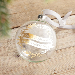 Couples Foiled Wreath and Banners Engagement Bauble