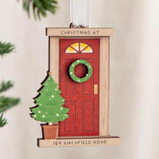 Personalised Layered Wooden Front Door Christmas Decoration