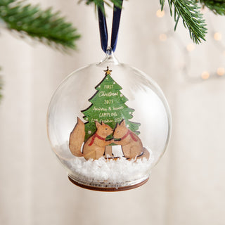 Twins First Christmas Woodland Squirrels Baby Details Bauble