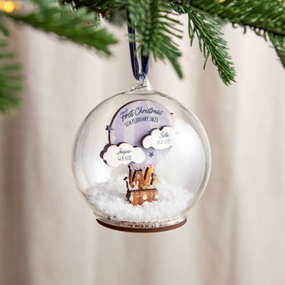 Twins First Christmas Hot Air Balloon Baby Details Bauble