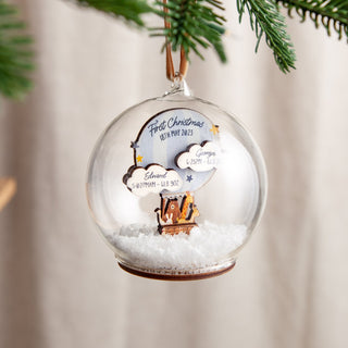 Twins First Christmas Hot Air Balloon Baby Details Bauble