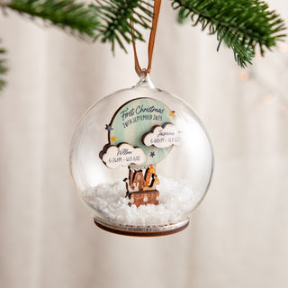 Twins First Christmas Hot Air Balloon Baby Details Bauble