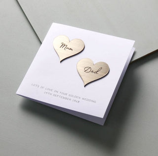 Golden Anniversary Metallic Hearts Card