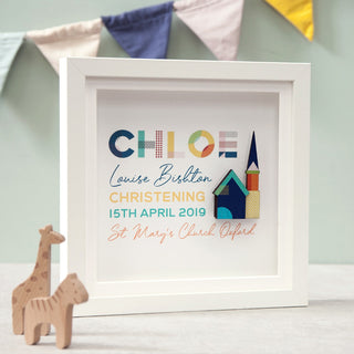 Personalised Colourful Christening Frame