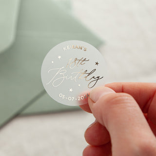 Classic Script Foiled Big Birthday Stickers