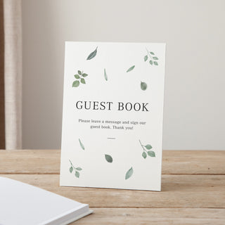 Watercolour Leaves Personalised Baby Shower Guest Book