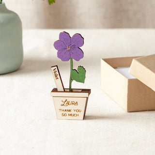 Wooden Birth Flower Personalised Boxed Keepsake