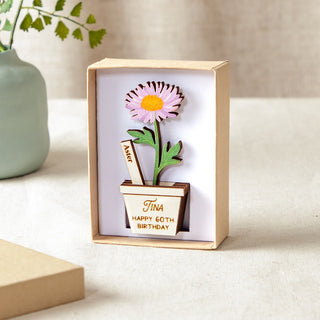 Wooden Birth Flower Personalised Boxed Keepsake